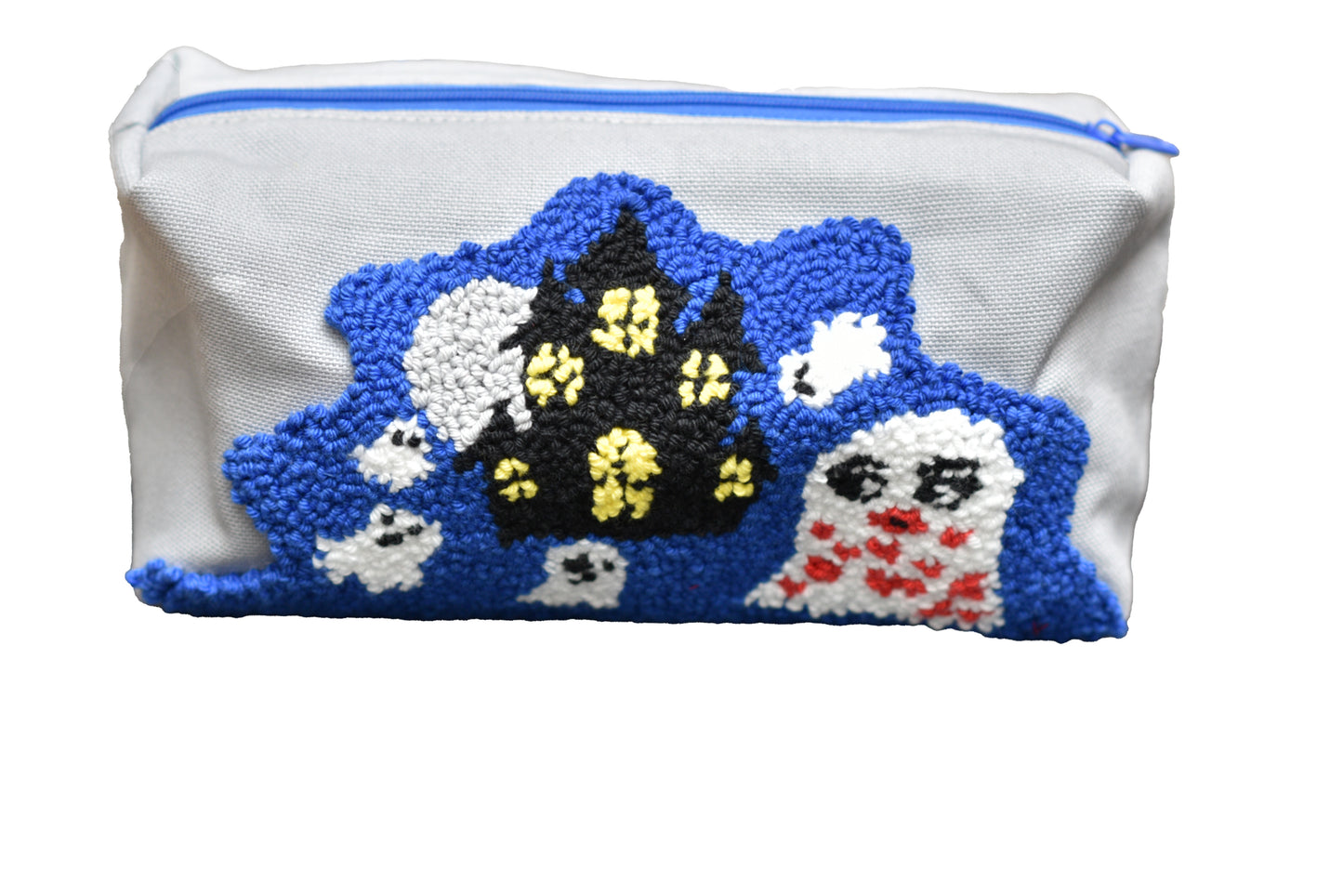 Beginner-Friendly Halloween Cosmetic Bag Digital Sewing Pattern with Punch Needle Embroidery -Haunted house