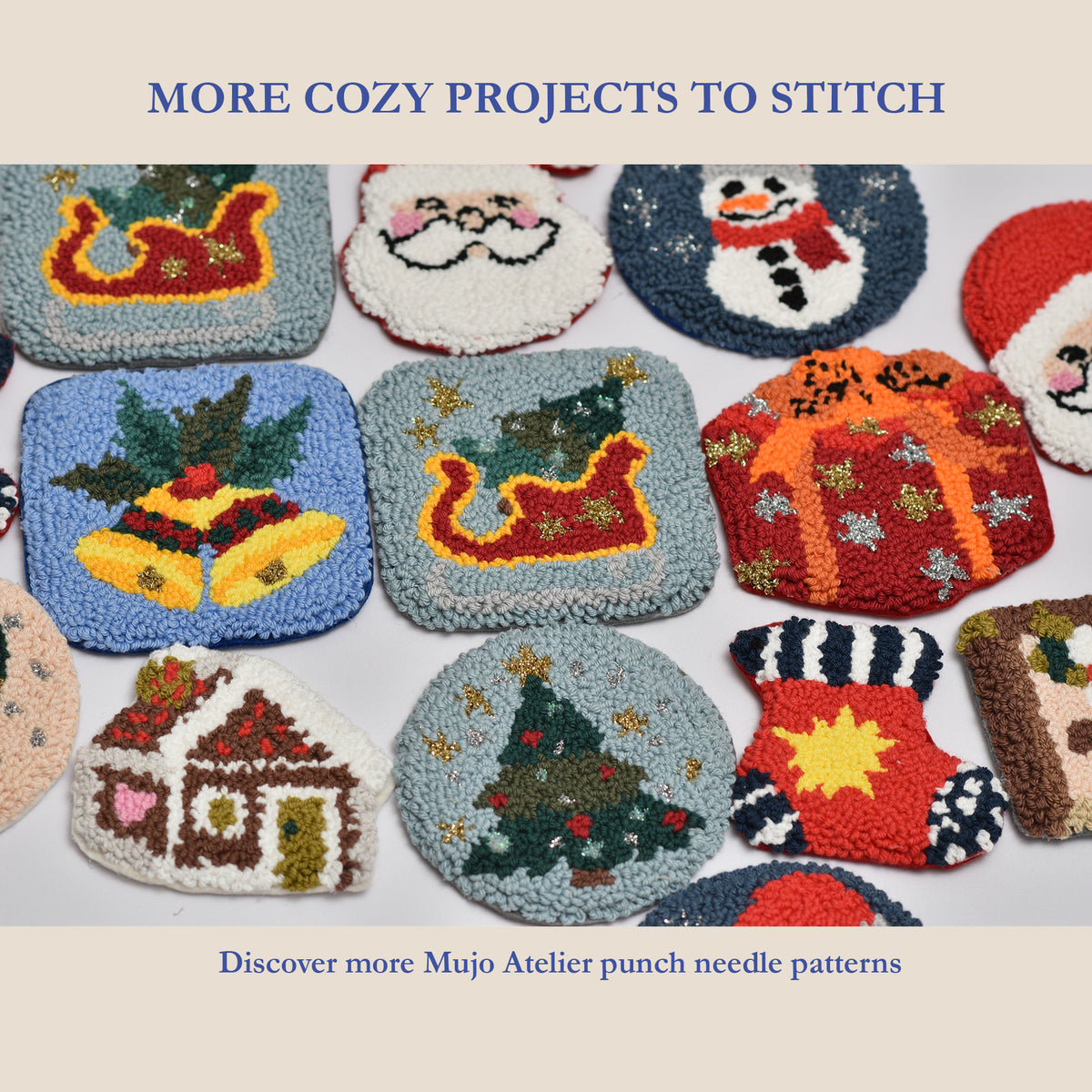 Punch Needle Pattern, Santa Claus Christmas Coaster PDF with Video Tutorial