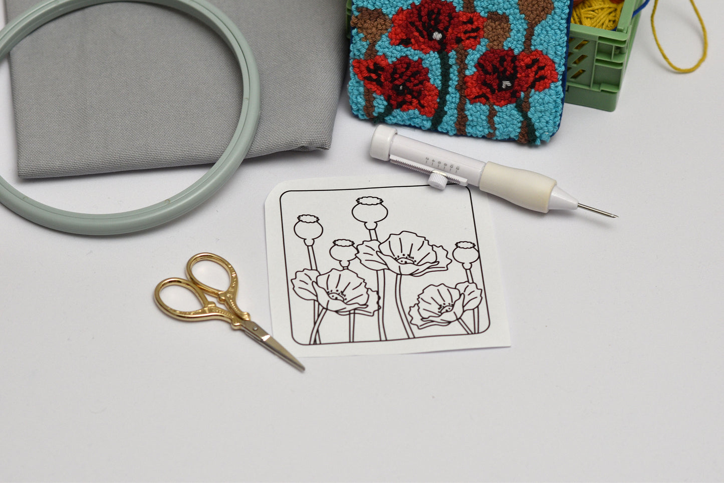 Spring Floral Punch Needle Coaster Pattern Bundle – 10 Botanical DIY Embroidery Designs – Digital Download with Printable Templates