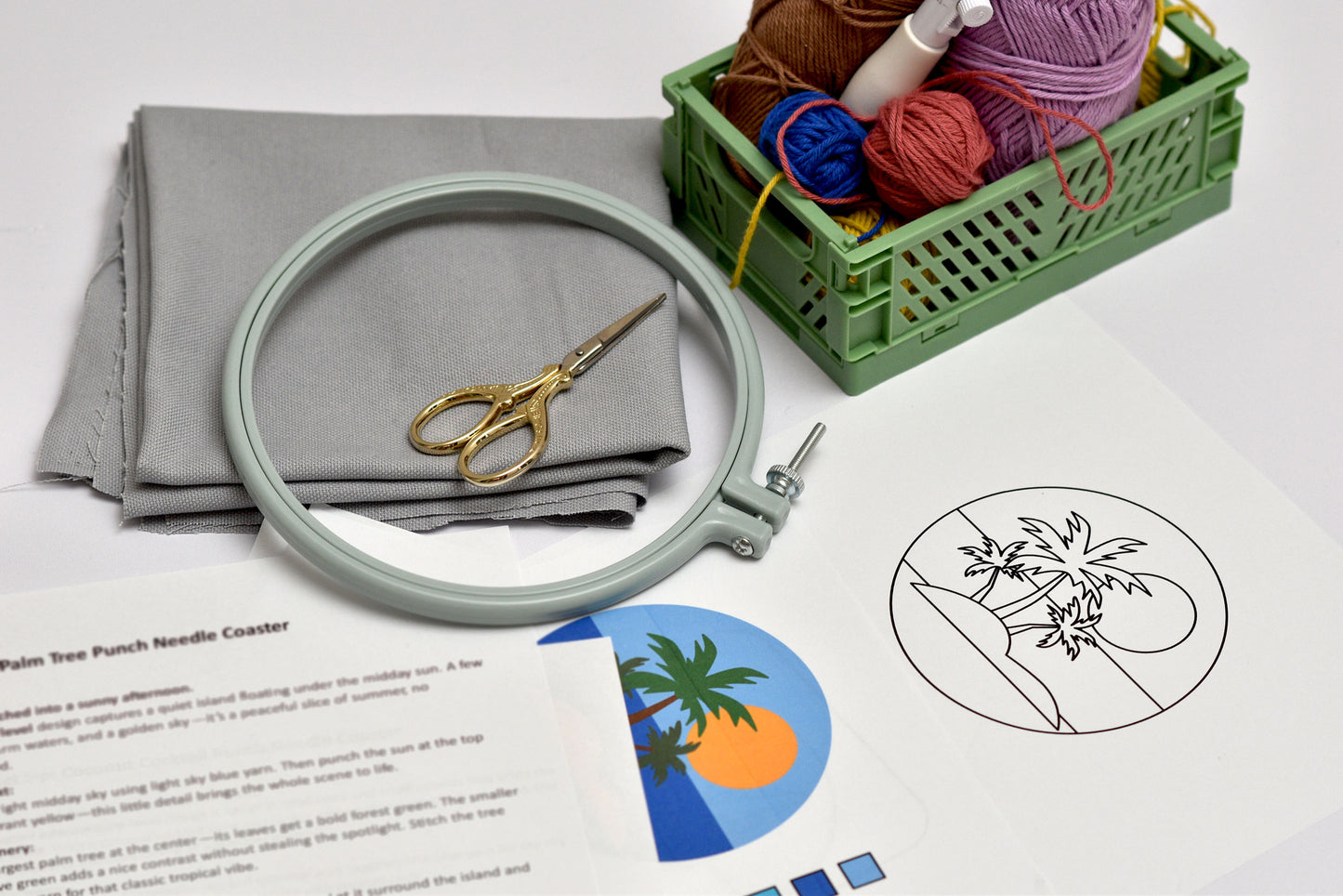 Summer Punch Needle Coaster Pattern Bundle – 10 Fun DIY Designs with Printable Templates, Color Charts and Step-by-Step Instructions