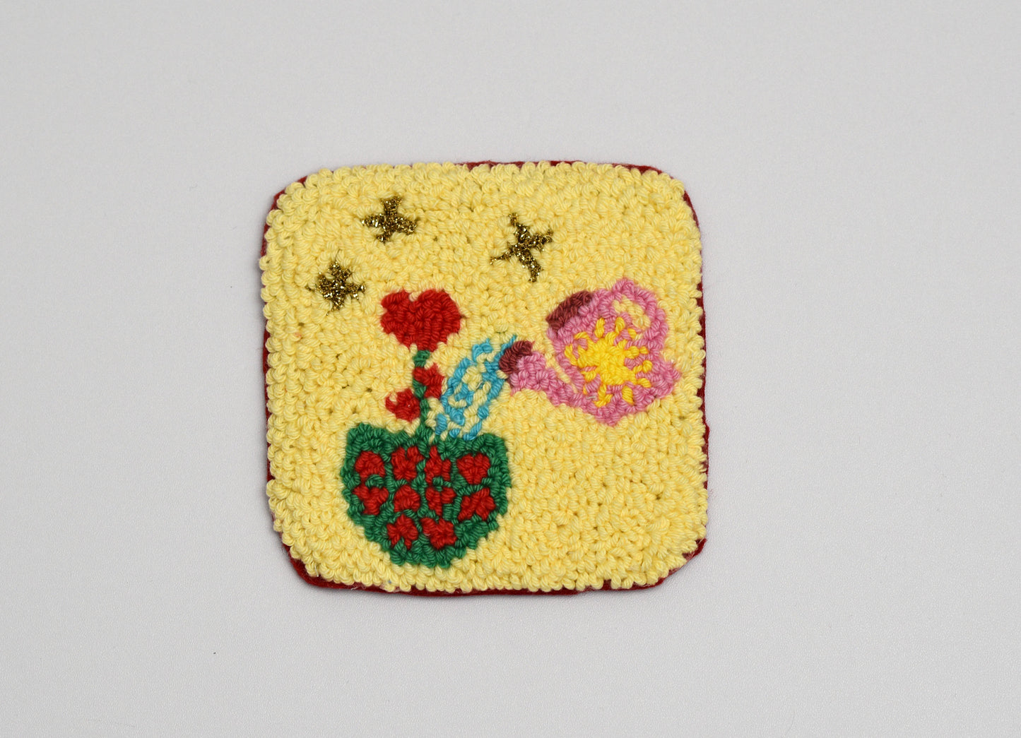 Punch Needle Pattern: Watering Can Heart Plant Coaster (Digital Download, Intermediate Level)