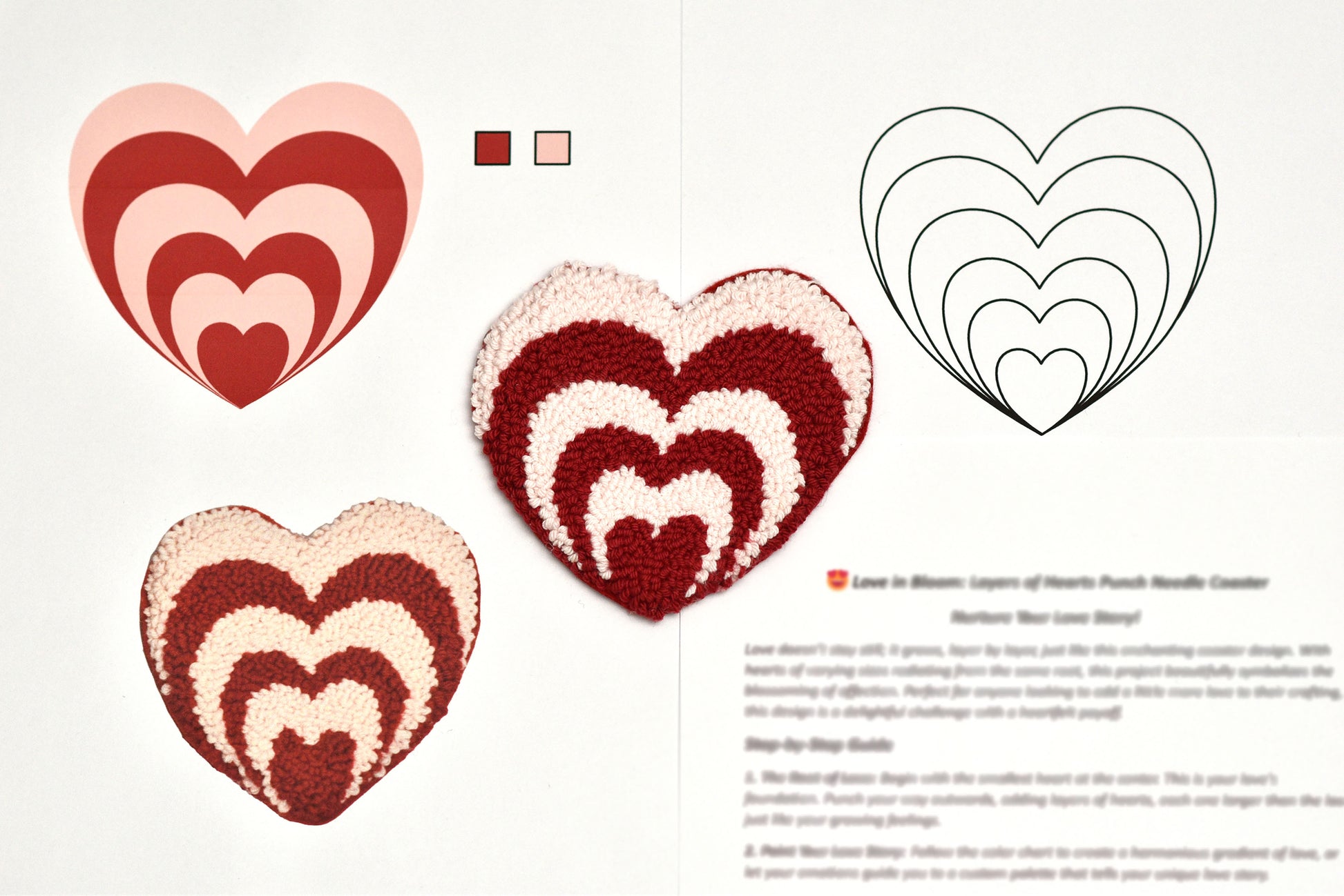 Heart-shaped coaster with layered design on a white background