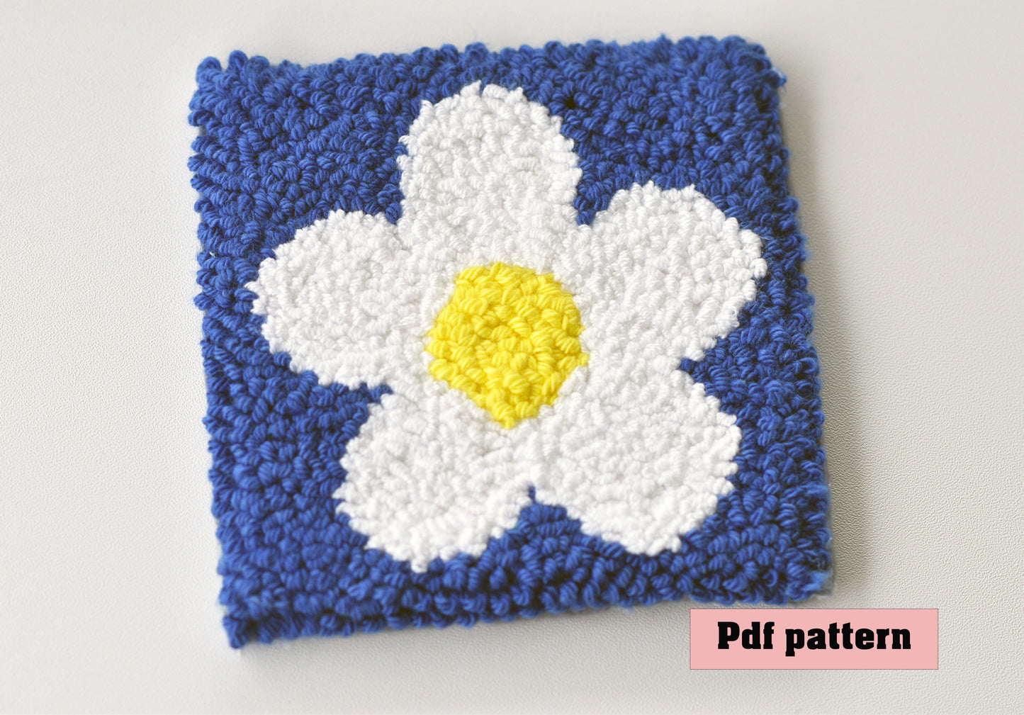 Punch needle daisy Mug Rug / Mug Coaster digital pattern