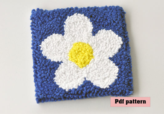 Punch needle daisy Mug Rug / Mug Coaster digital pattern