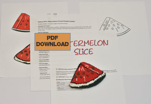 Watermelon slice design with PDF download text on a white background