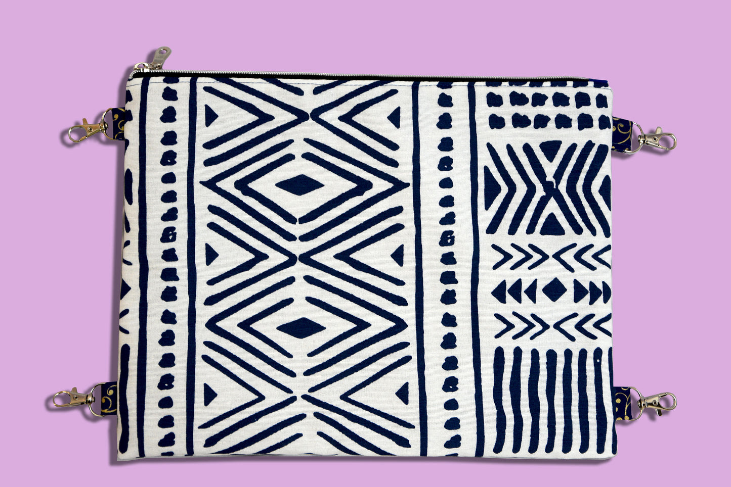 Tote bag organizer components laid flat displaying all pattern pieces and accessories