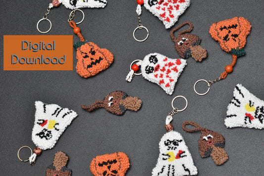 Halloween Punch Needle Keychain PDF Pattern – Create Your Own Spooky Accessories!