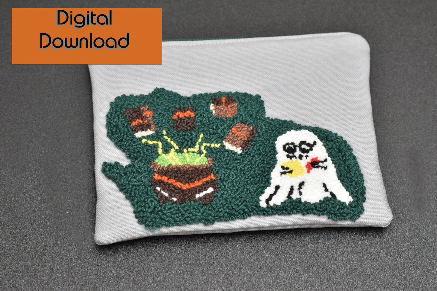 Halloween Ghost Etui Bag Digital Pattern – DIY Punch Needle & Sewing Guide