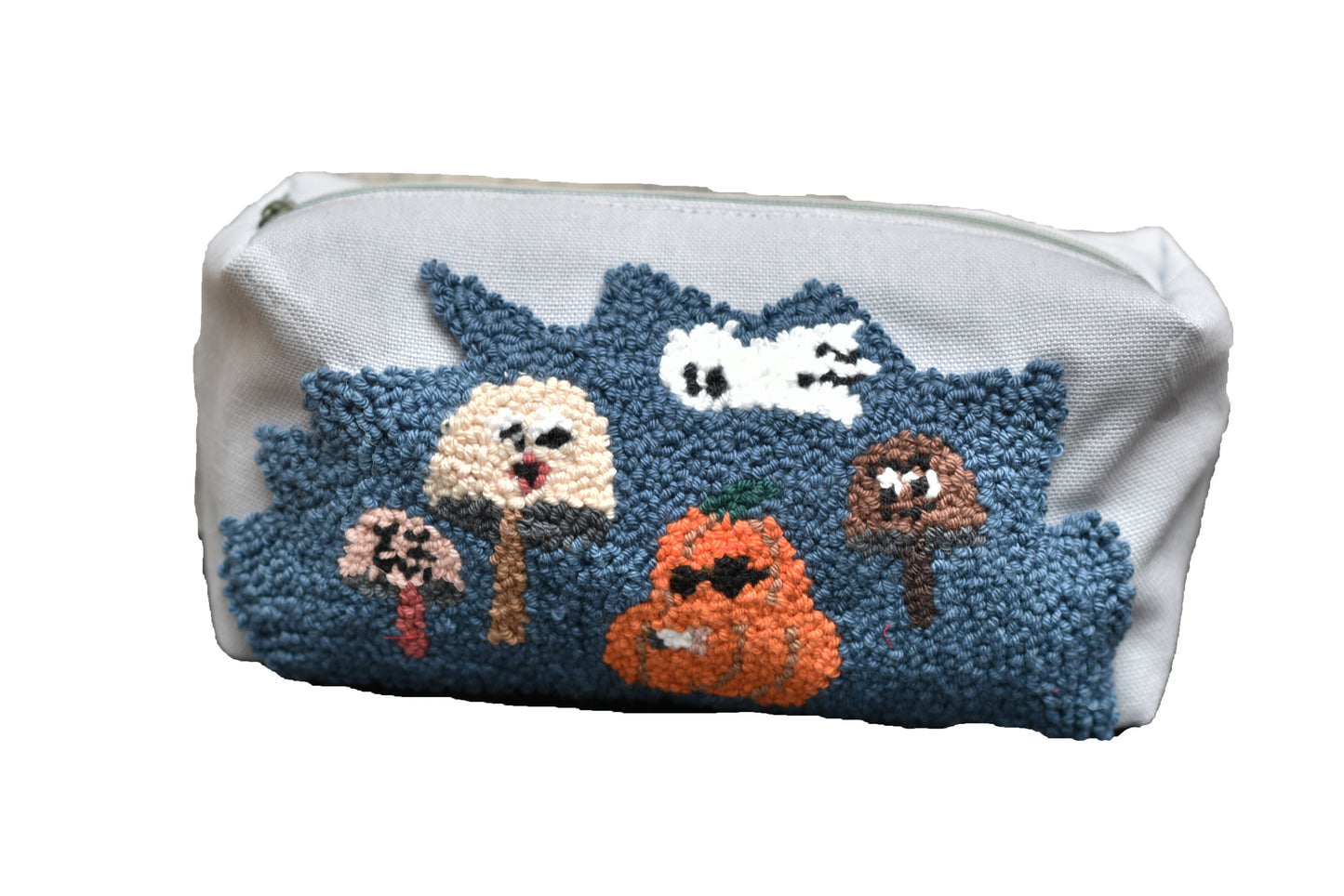 Halloween-Themed Cosmetic Bag Pattern with Punch Needle Embroidery - DIY Digital Download -Giant mushroom forest