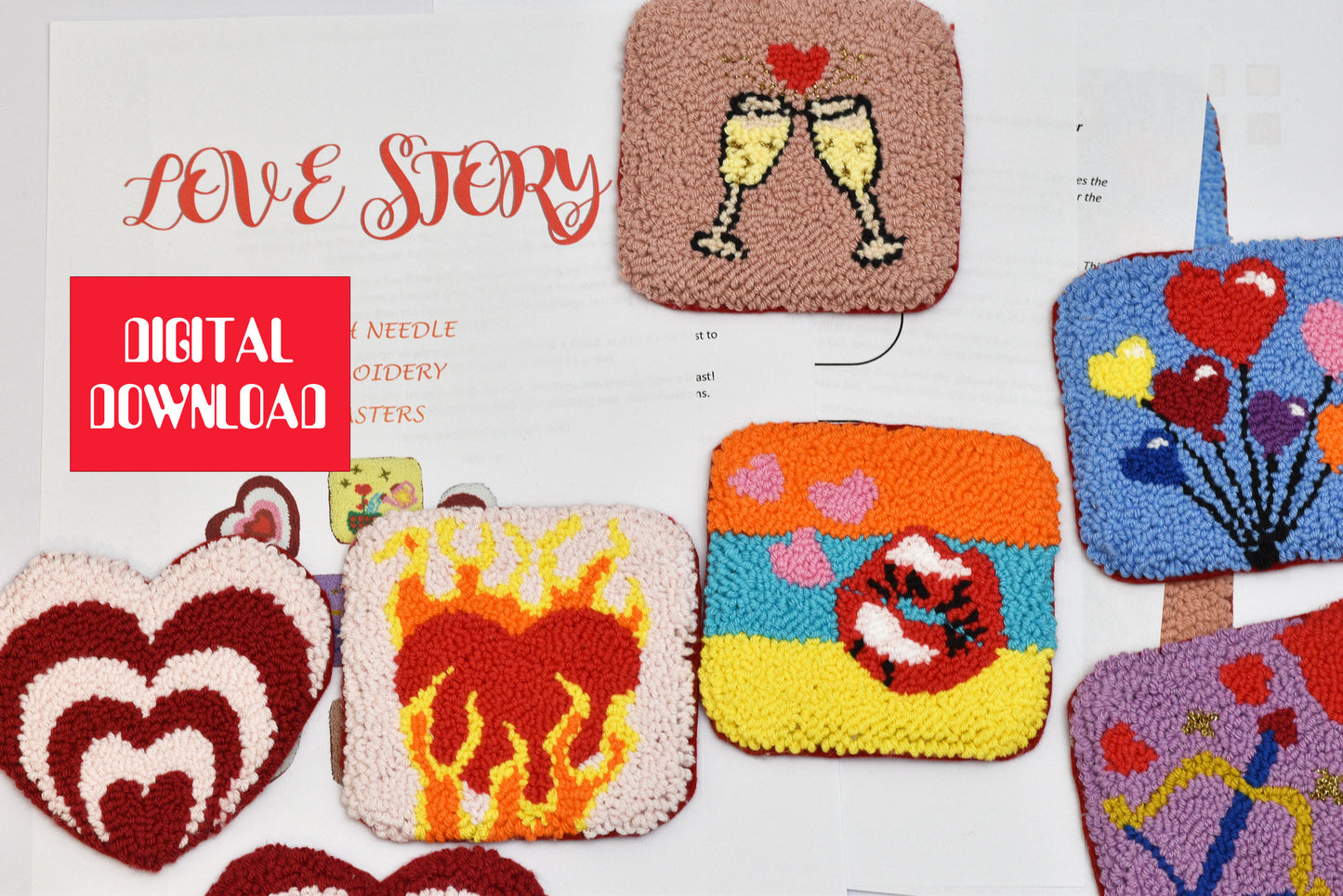 Valentine's Punch Needle Patterns – Digital Guide for All Skill Levels