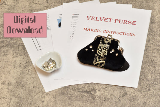 Velvet Purse Sewing Pattern - Digital Download | DIY Coin Purse with Kiss Lock Frame