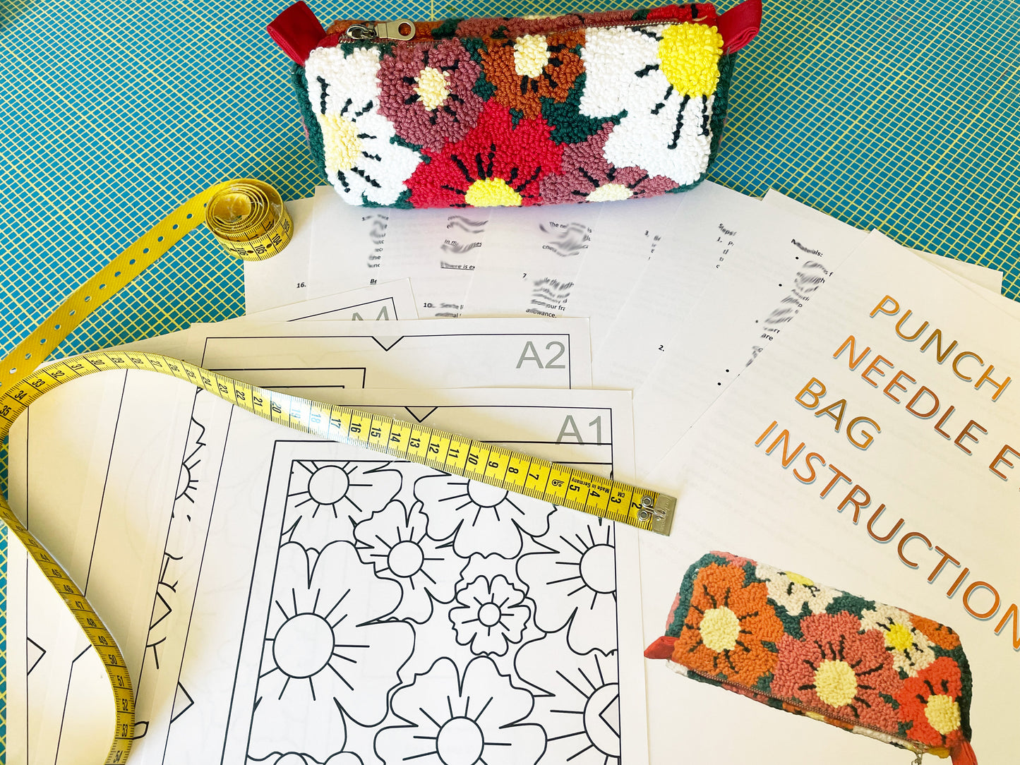 Punch needle Etui bag digital pattern