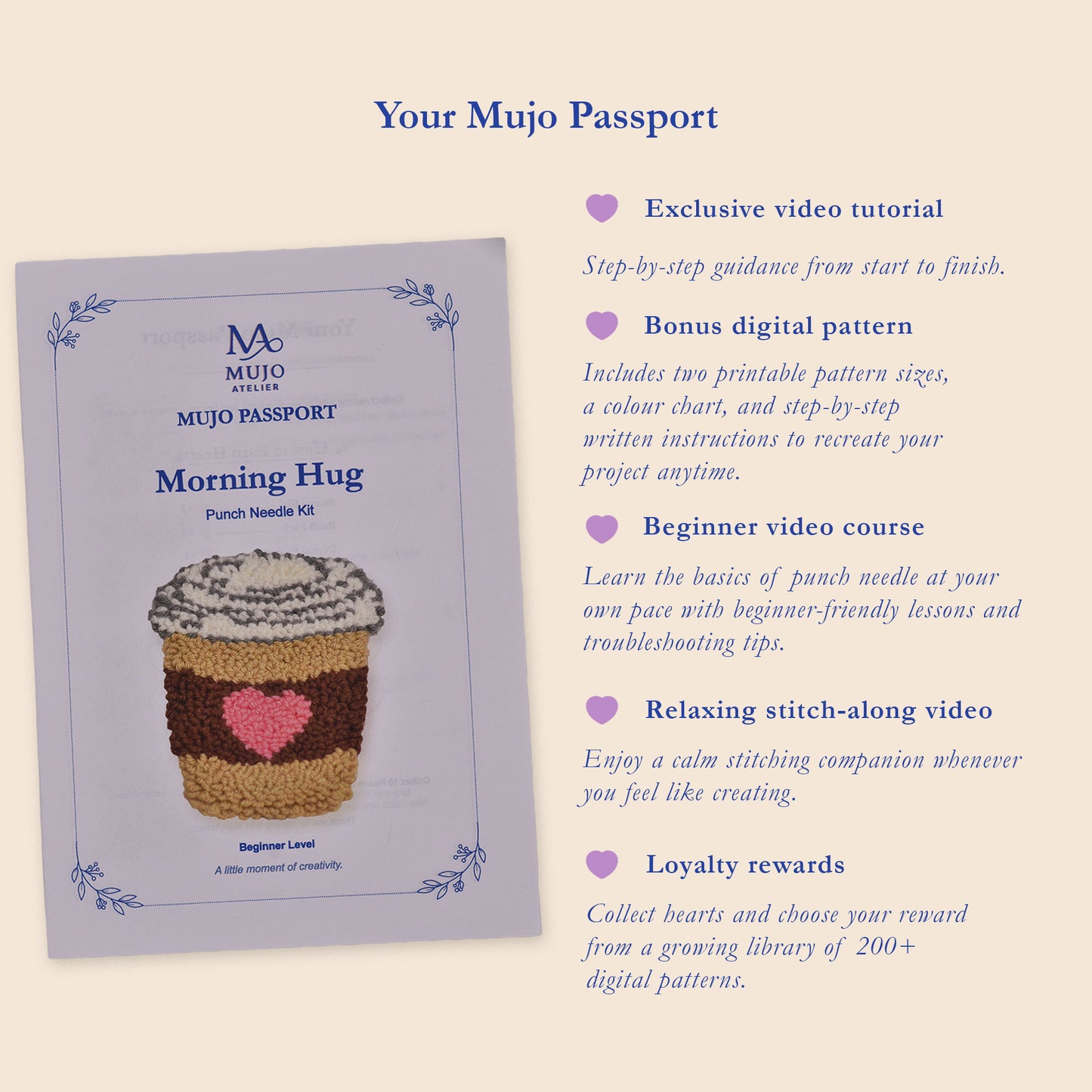 Punch Needle Kit, Coffee Cup Coaster DIY Craft Kit with Video Tutorial