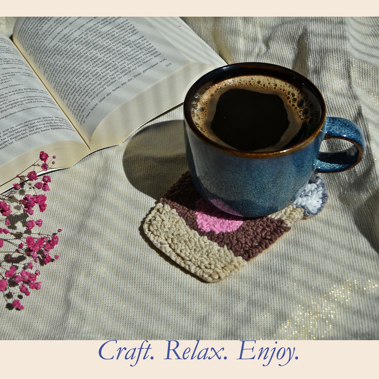 Punch Needle Kit, Coffee Cup Coaster DIY Craft Kit with Video Tutorial