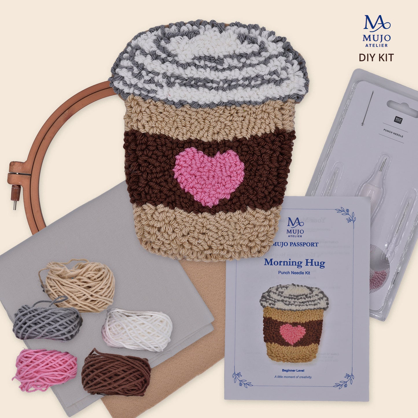 Punch Needle Kit, Coffee Cup Coaster DIY Craft Kit with Video Tutorial