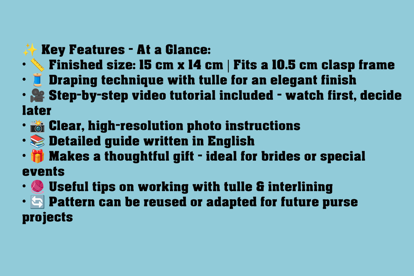 List of key features on a blue background