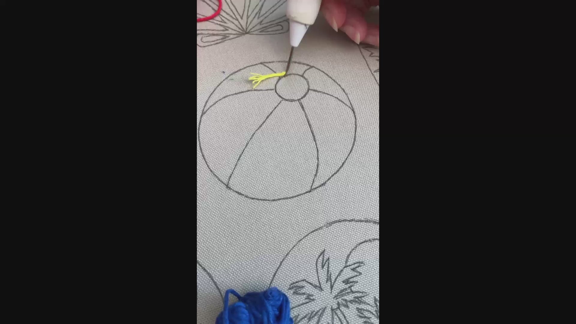 Beachball designed punch needle coaster video